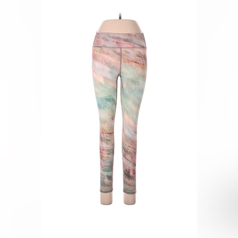 R and Dry Collection watercolor leggings high waist pink green, size med